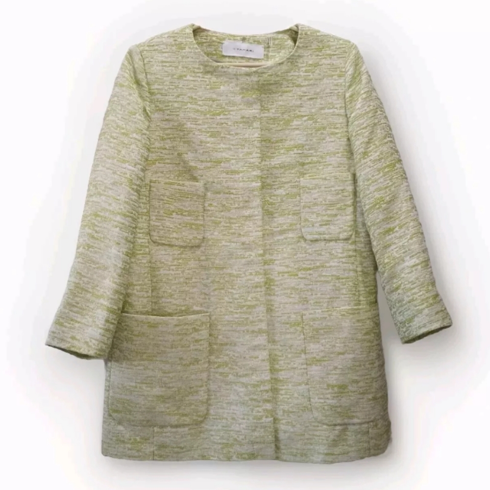 T Tahari Jacket Blazer Textured Lime Green Size Large